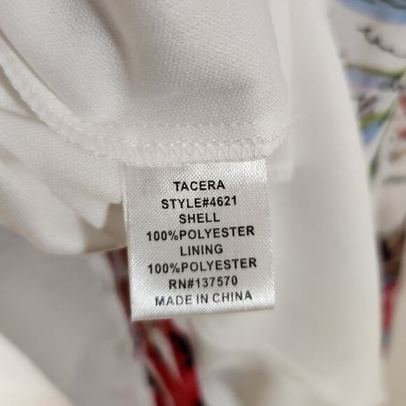 Tacera $45 Large Spaghetti Strap White Pink Green Blue Tropical Floral Sundress - Picture 7 of 10